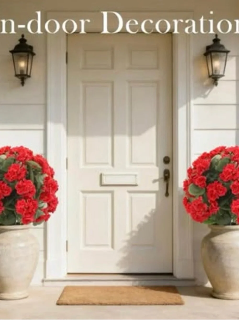 New Set of 2 Artificial Geranium Topiary Trees UV Resistant Outdoor / Indoor